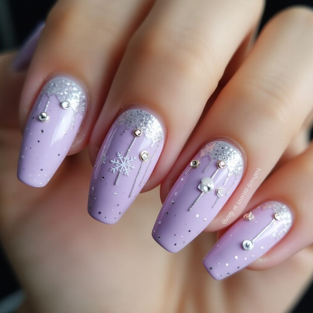 Lavender New Year Nail Design