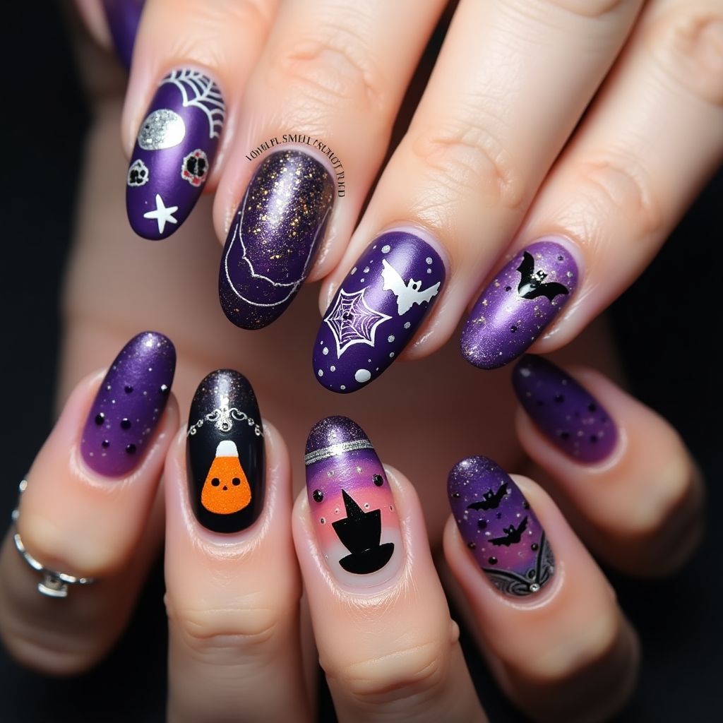 Purple Halloween Nail Design