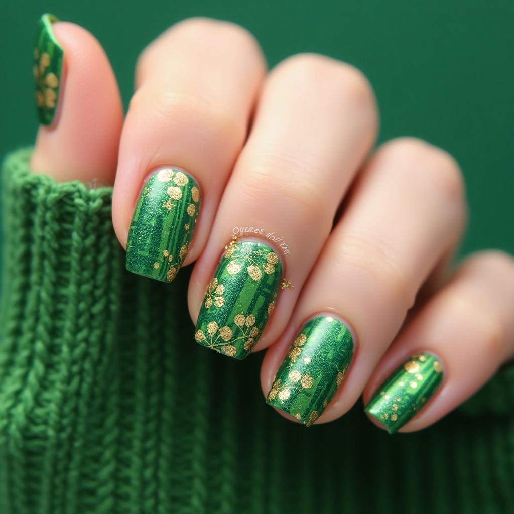 Emerald Green St Patrick's Day Nail Design