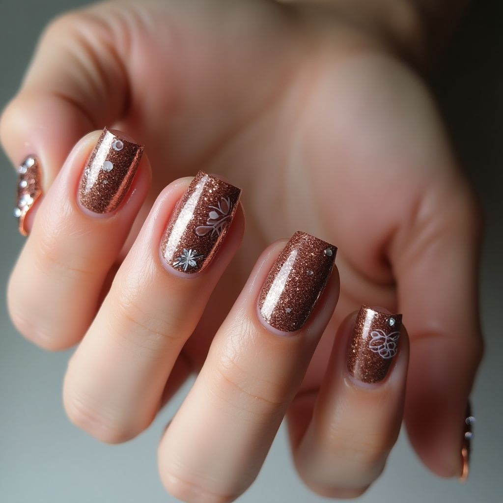 Copper New Year Nail Design