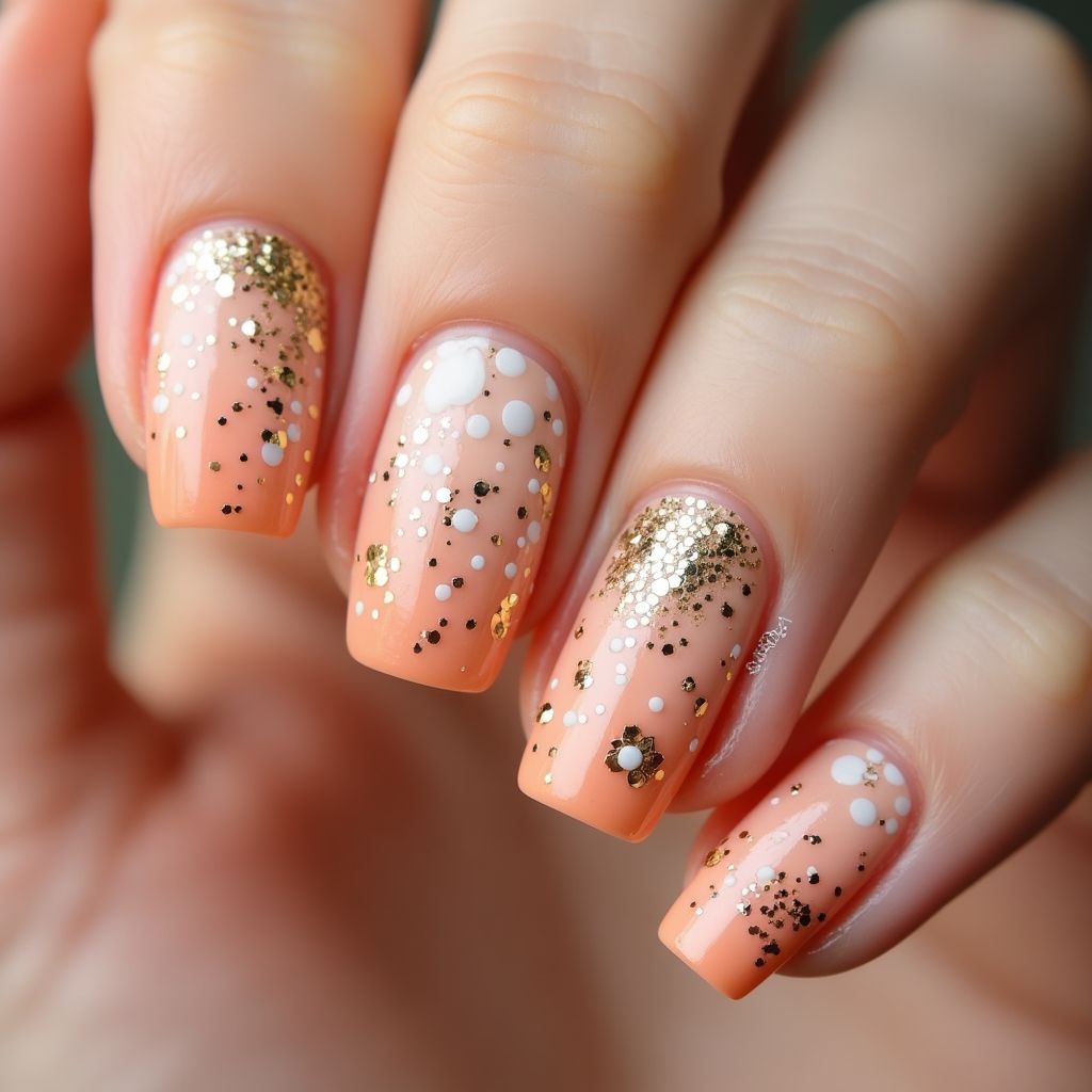 Peach New Year Nail Design
