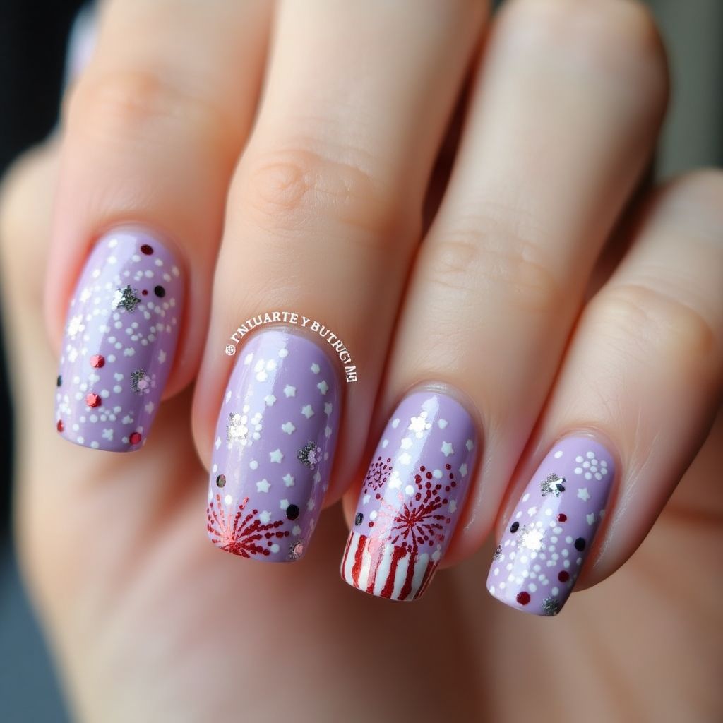 Lavender 4th Of July Nail Design