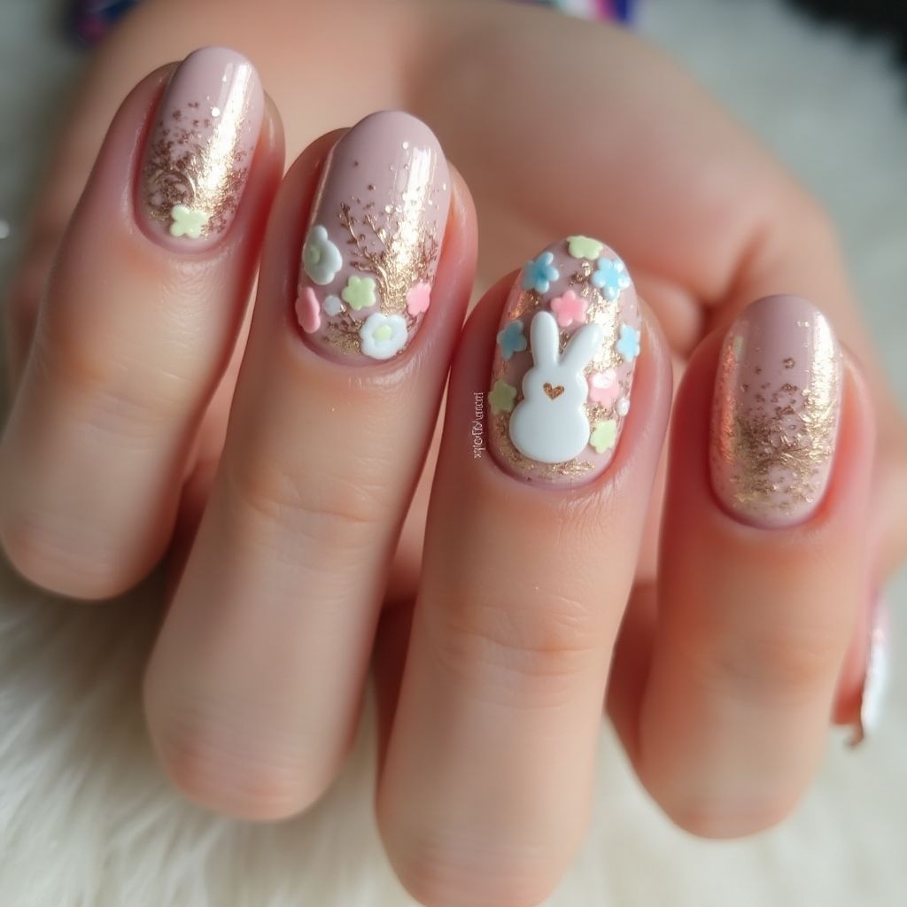 Bronze Easter Nail Design