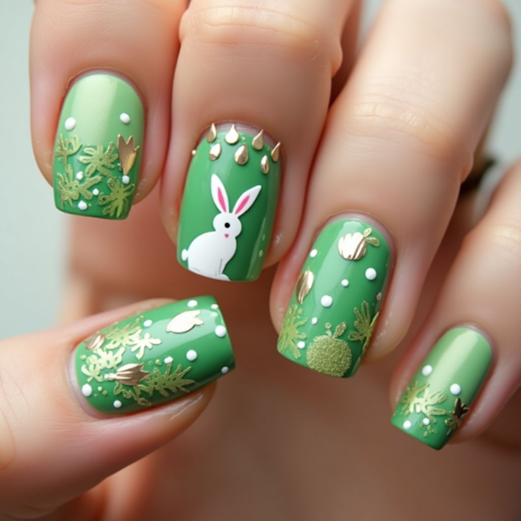 Green Easter Nail Design