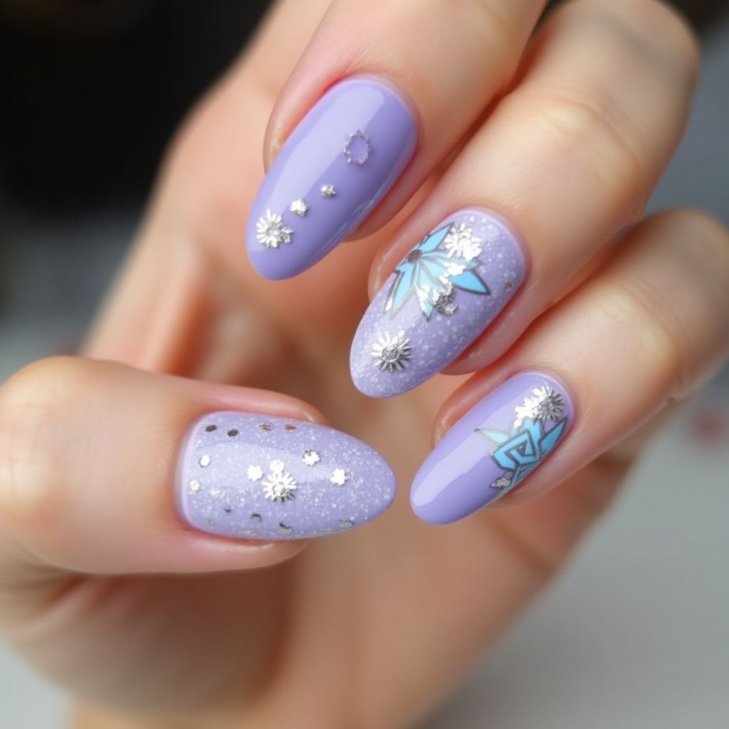 Pastel Purple Hanukkah Nail Design