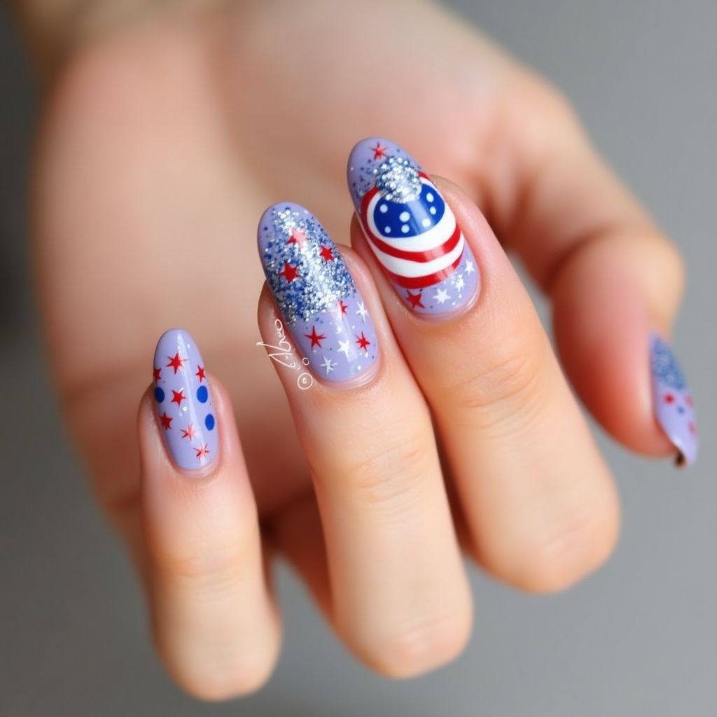 Lilac 4th Of July Nail Design