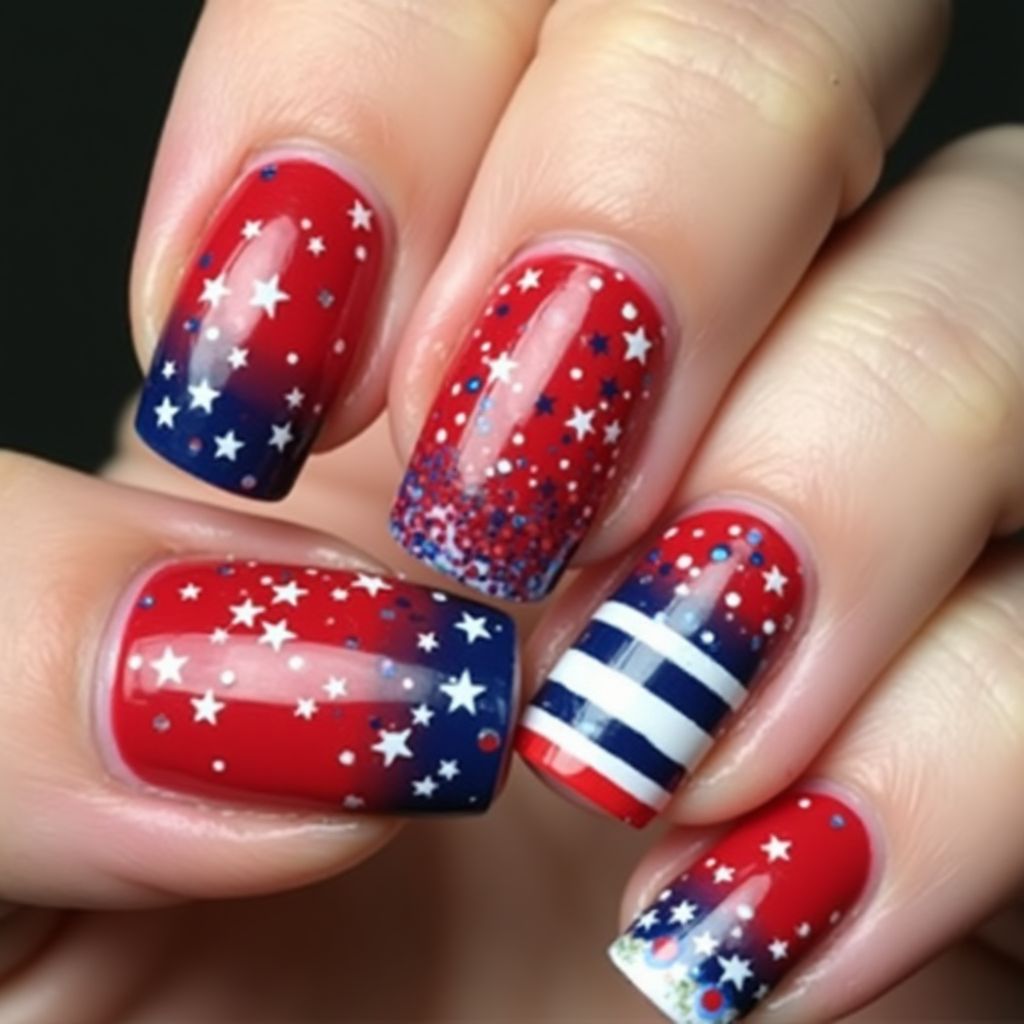 Red 4th Of July Nail Design