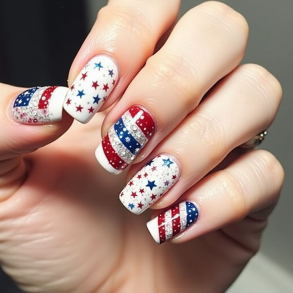 White 4th Of July Nail Design