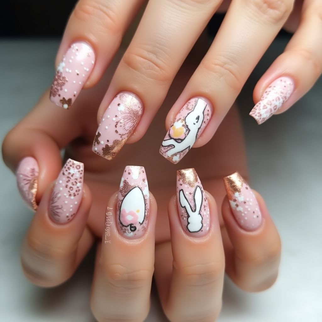Copper Easter Nail Design