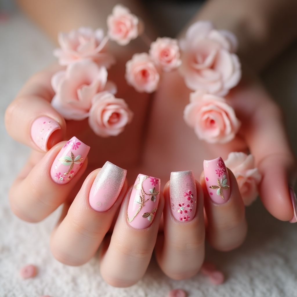 Hot Pink Mother's Day Nail Design