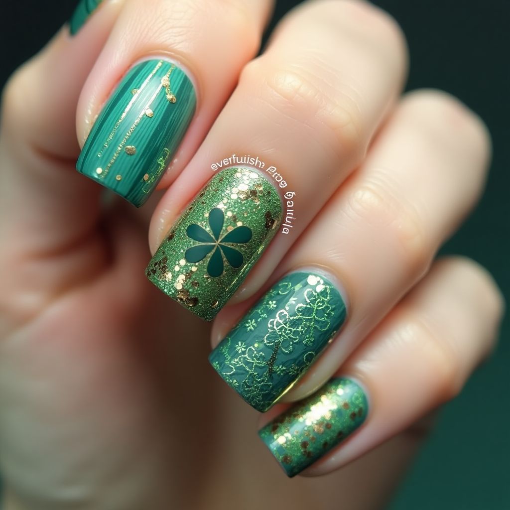 Teal St Patrick's Day Nail Design