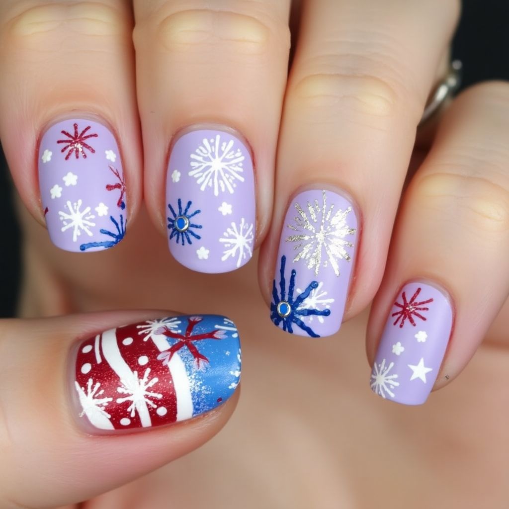 Lavender 4th Of July Nail Design