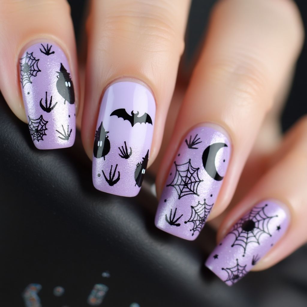 Lavender Halloween Nail Design