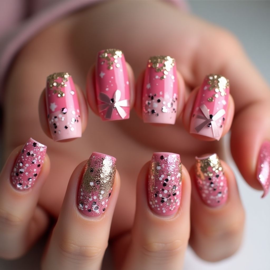 Hot Pink New Year Nail Design