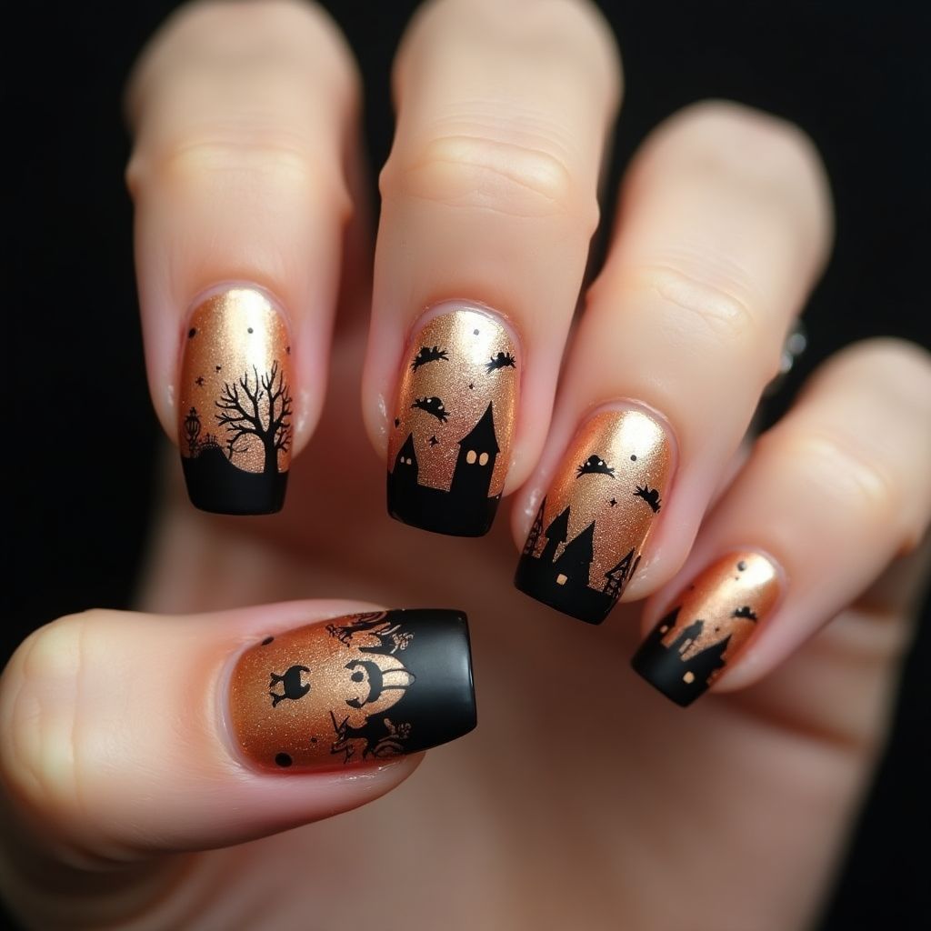 Bronze Halloween Nail Design