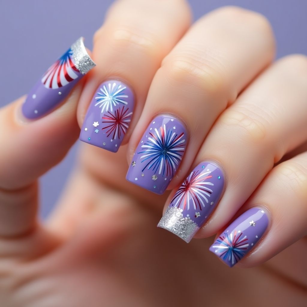 Purple 4th Of July Nail Design