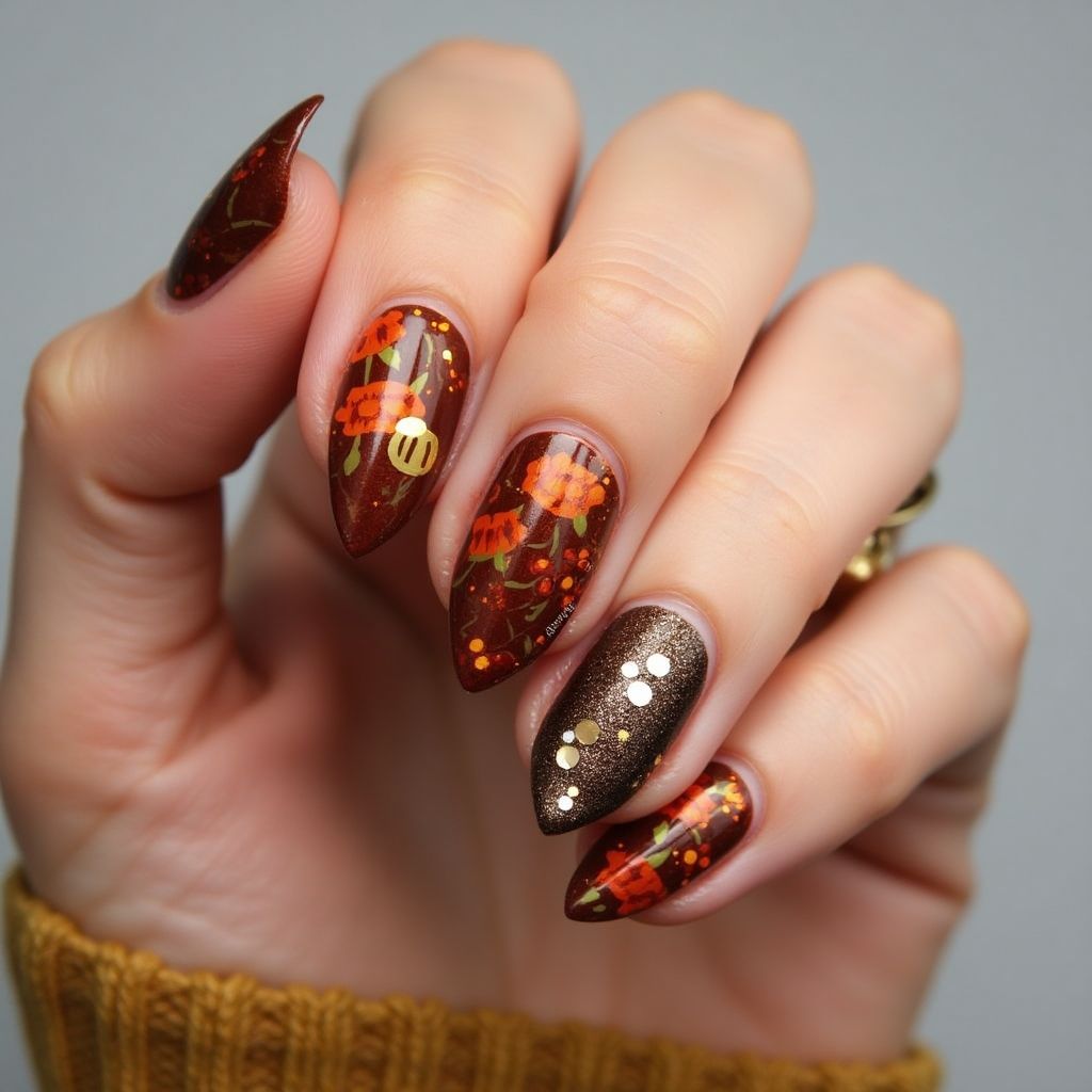 Copper Thanksgiving Nail Design