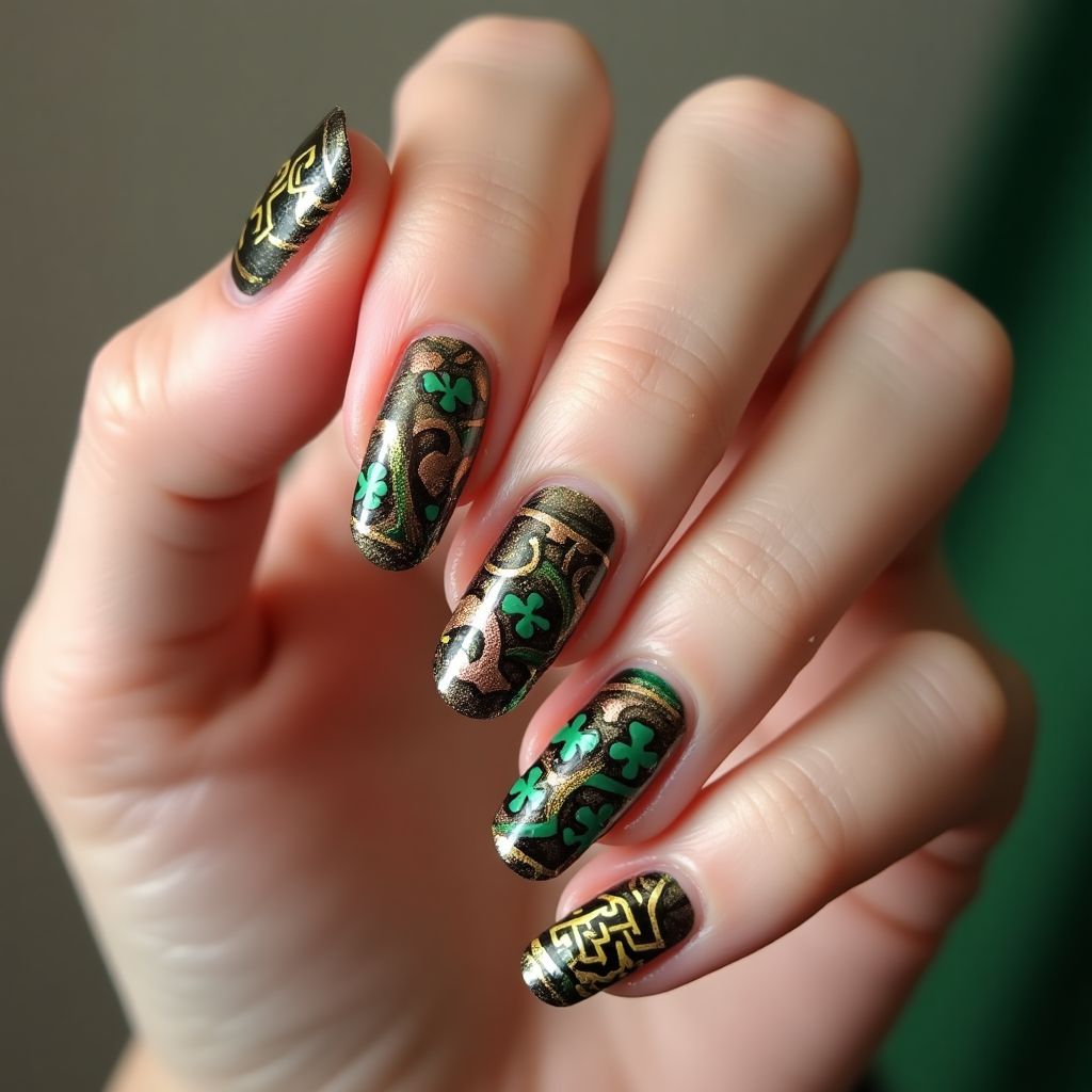 Bronze St Patrick's Day Nail Design