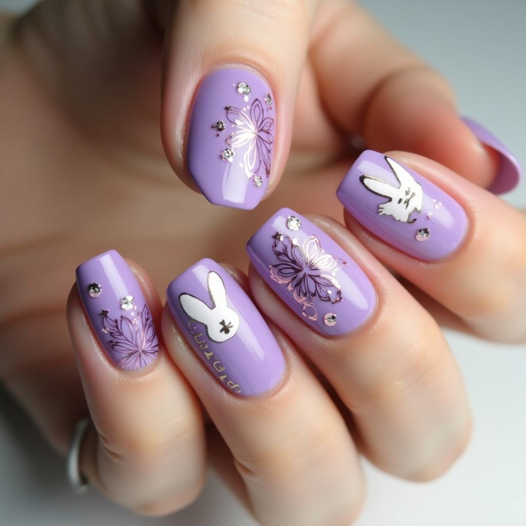 Purple Easter Nail Design