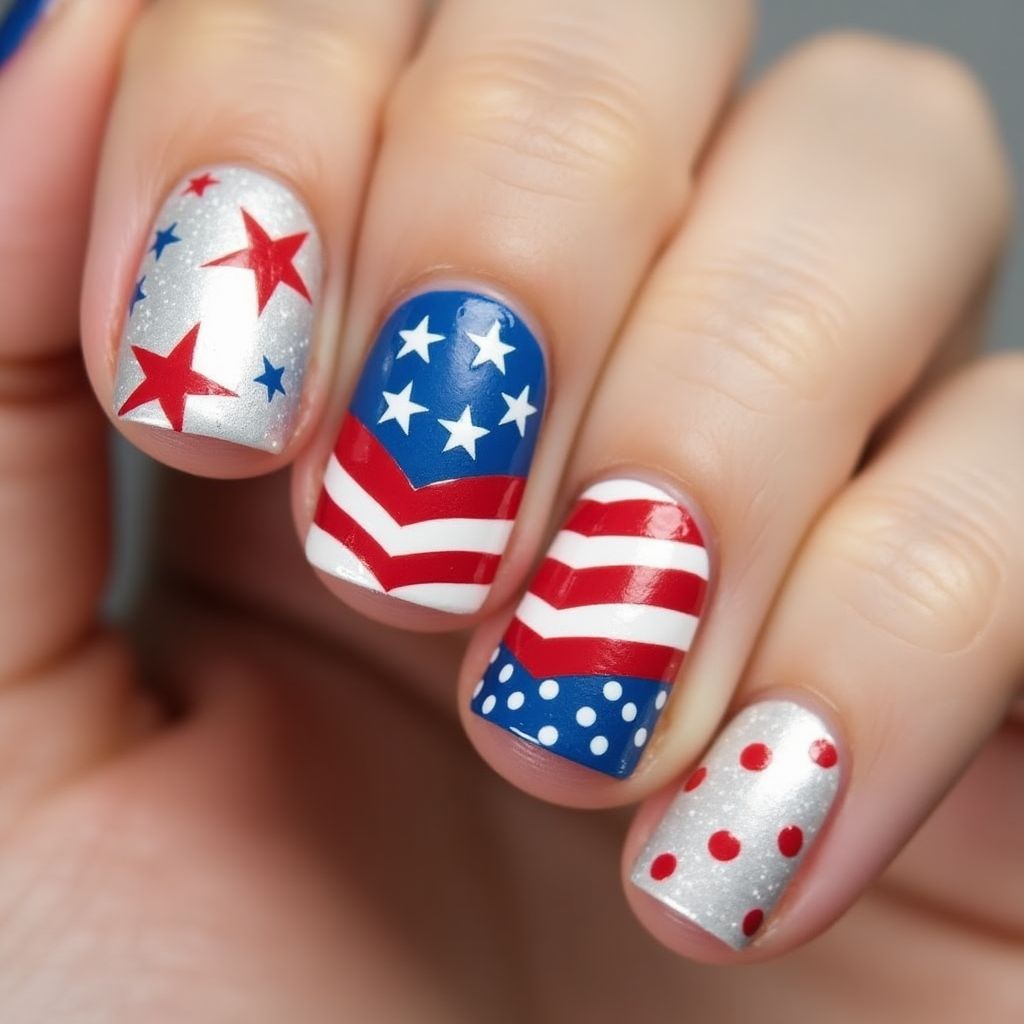Nude 4th Of July Nail Design
