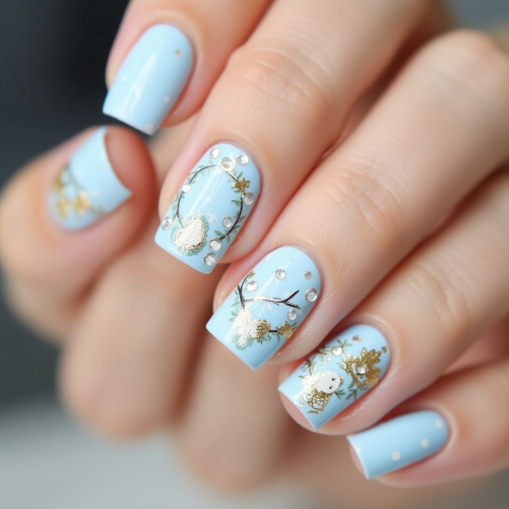 Pastel Blue Easter Nail Design
