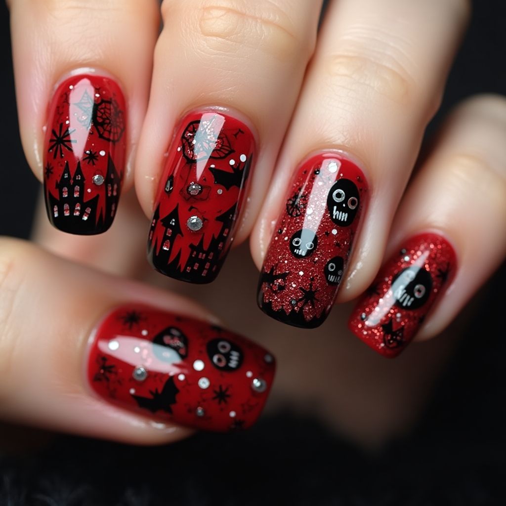 Red Halloween Nail Design