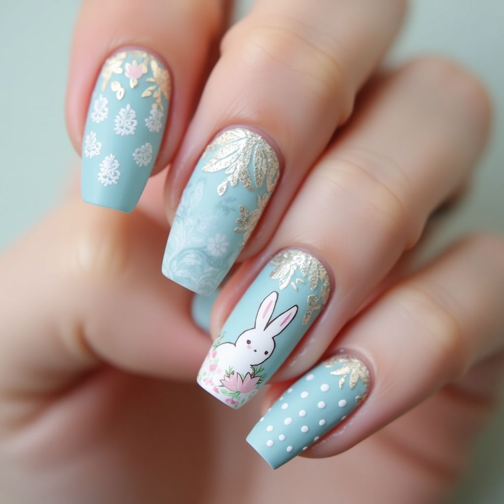 Pastel Blue Easter Nail Design