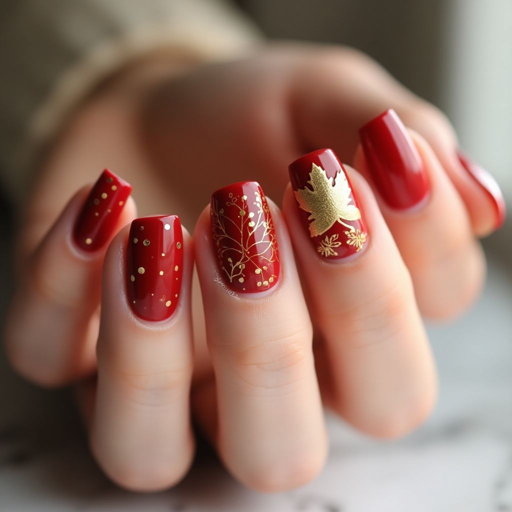 Red Thanksgiving Nail Design