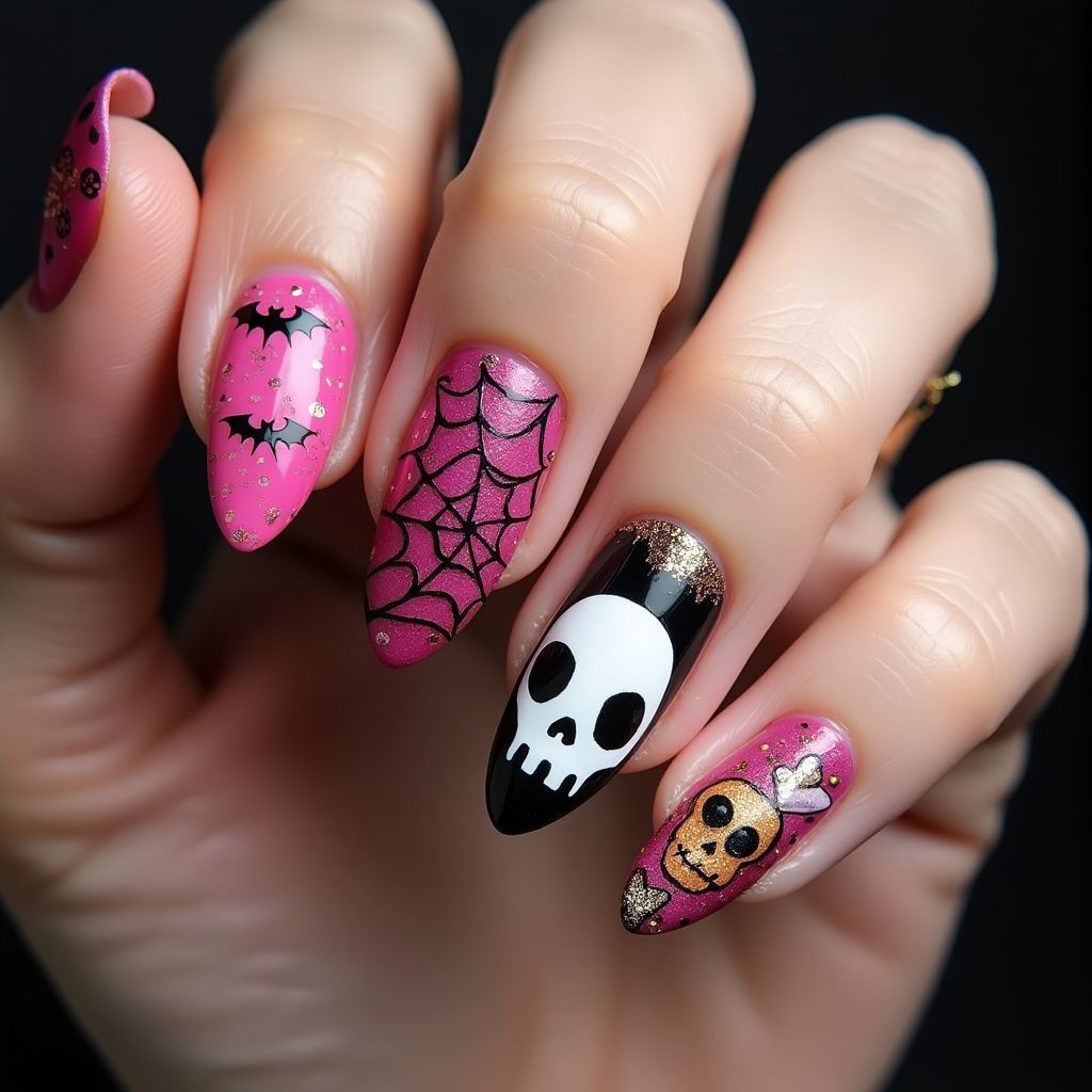Fuchsia Halloween Nail Design
