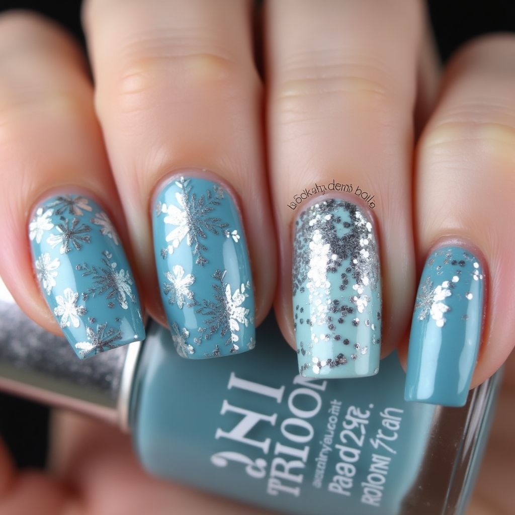 Baby Blue New Year Nail Design