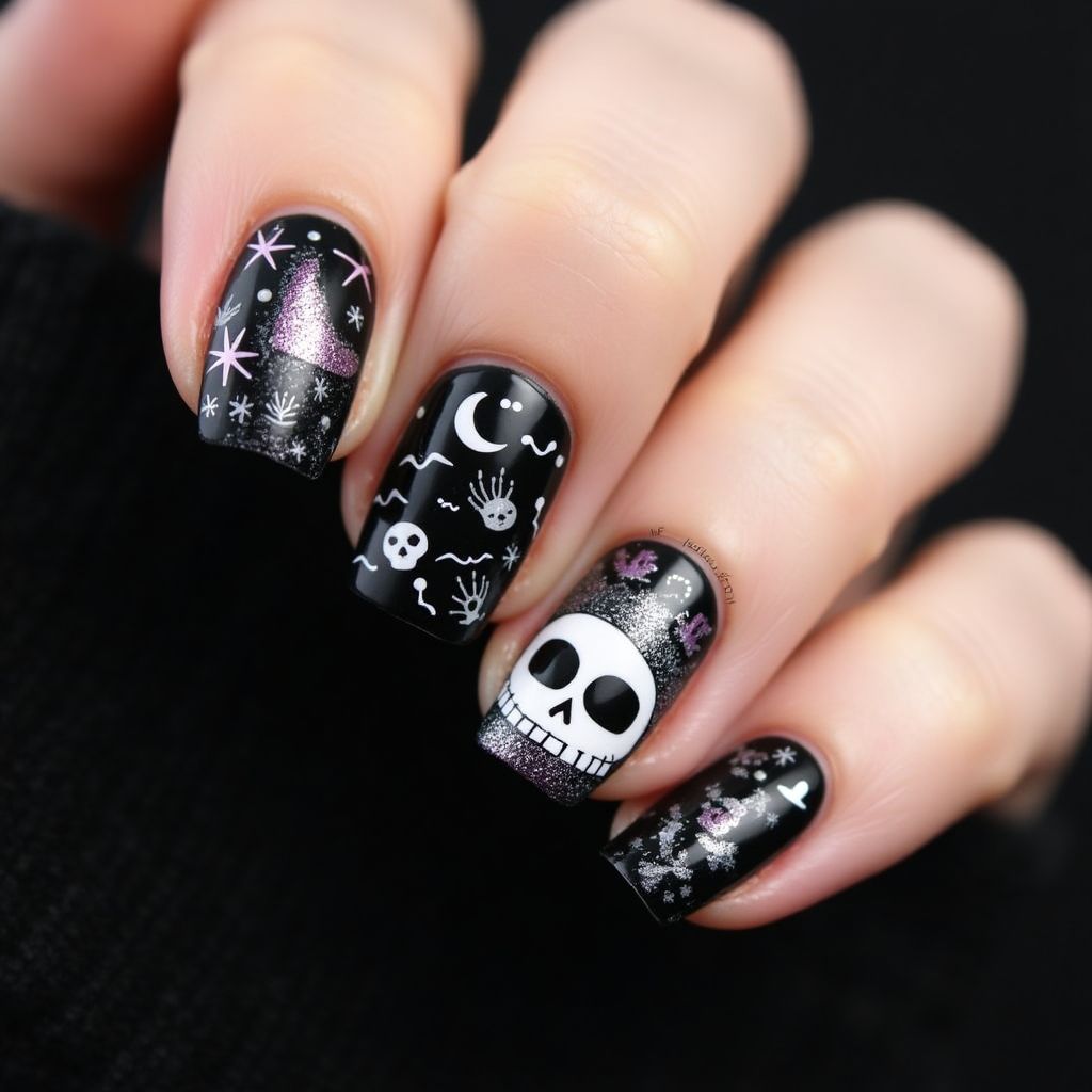 Black Halloween Nail Design
