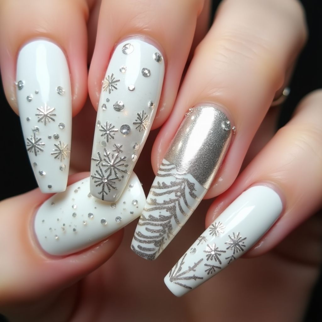 White New Year Nail Design