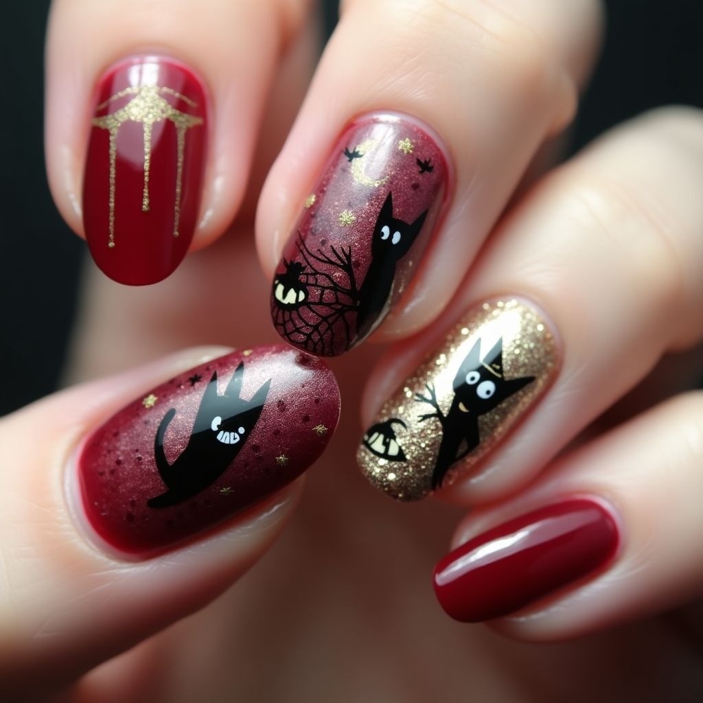 Wine Halloween Nail Design