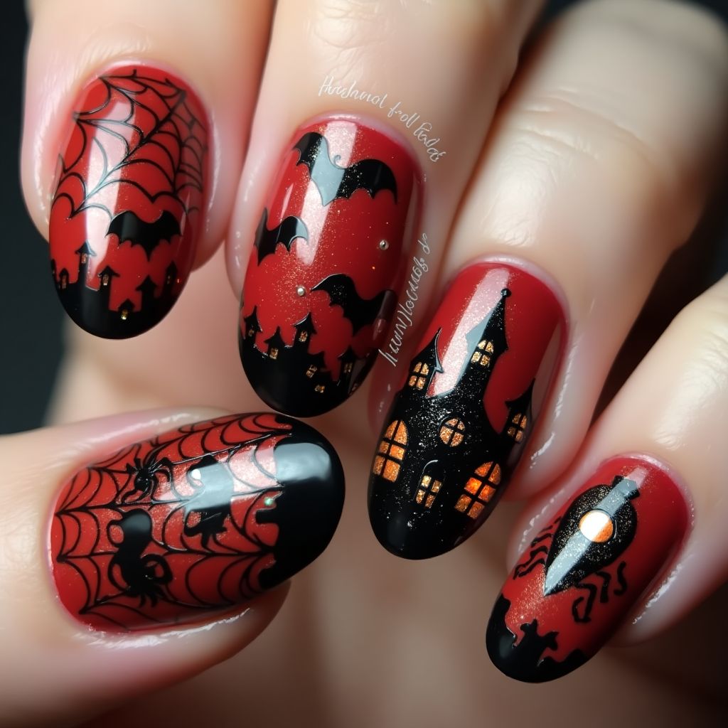 Red Halloween Nail Design