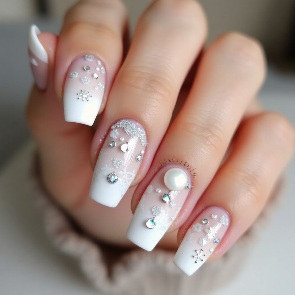 White Christmas Nail Design