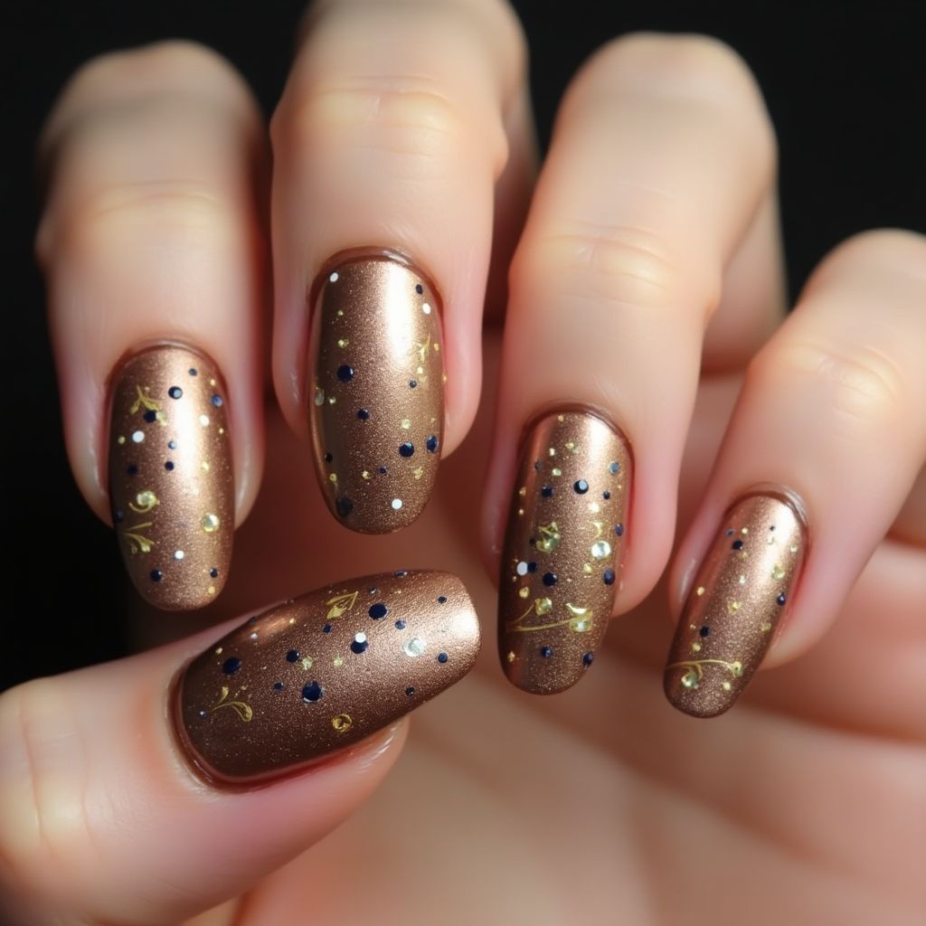 Bronze New Year Nail Design