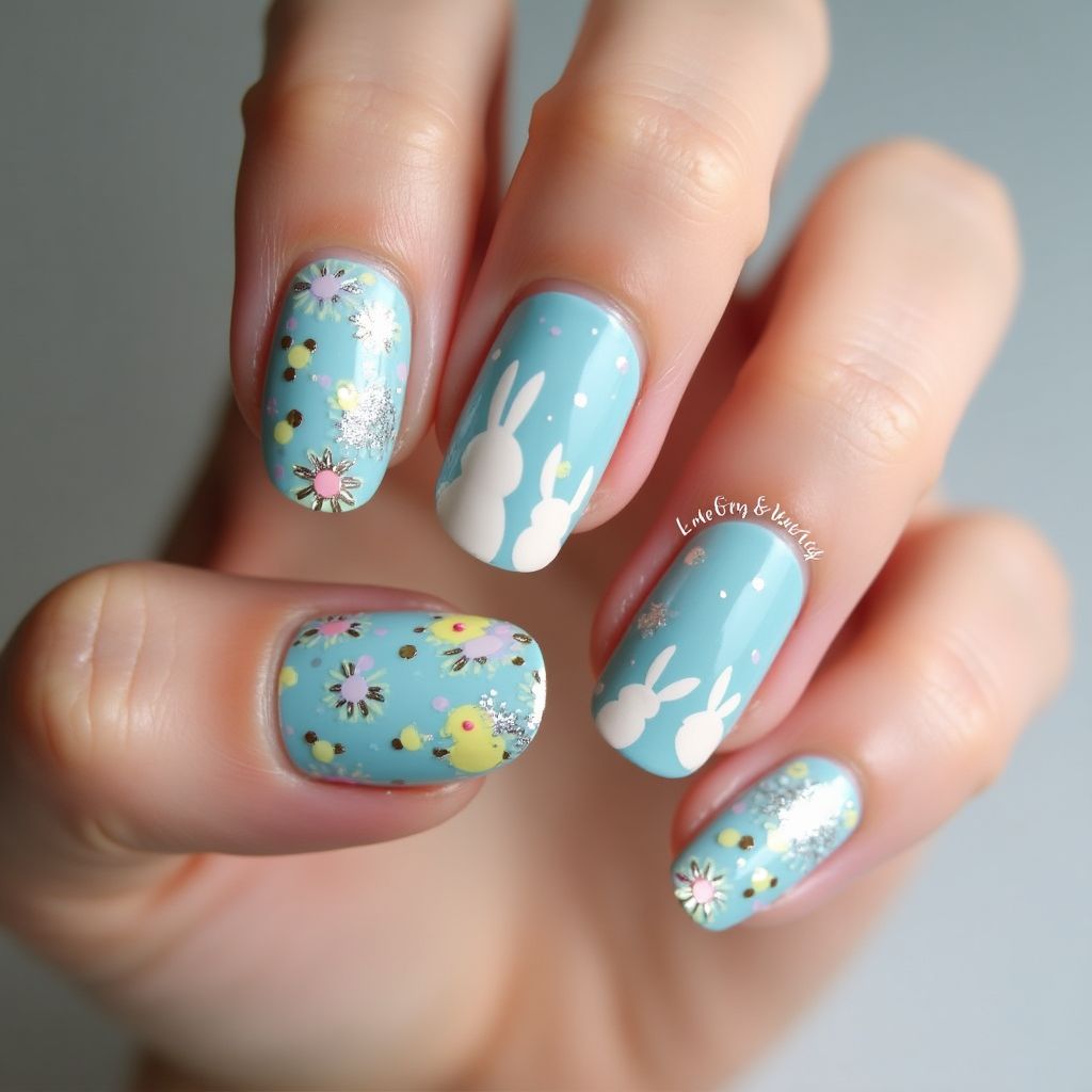 Baby Blue Easter Nail Design