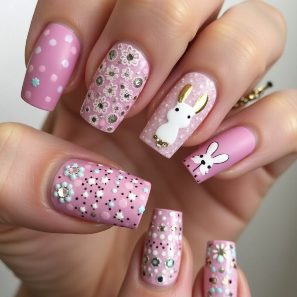 Fuchsia Easter Nail Design