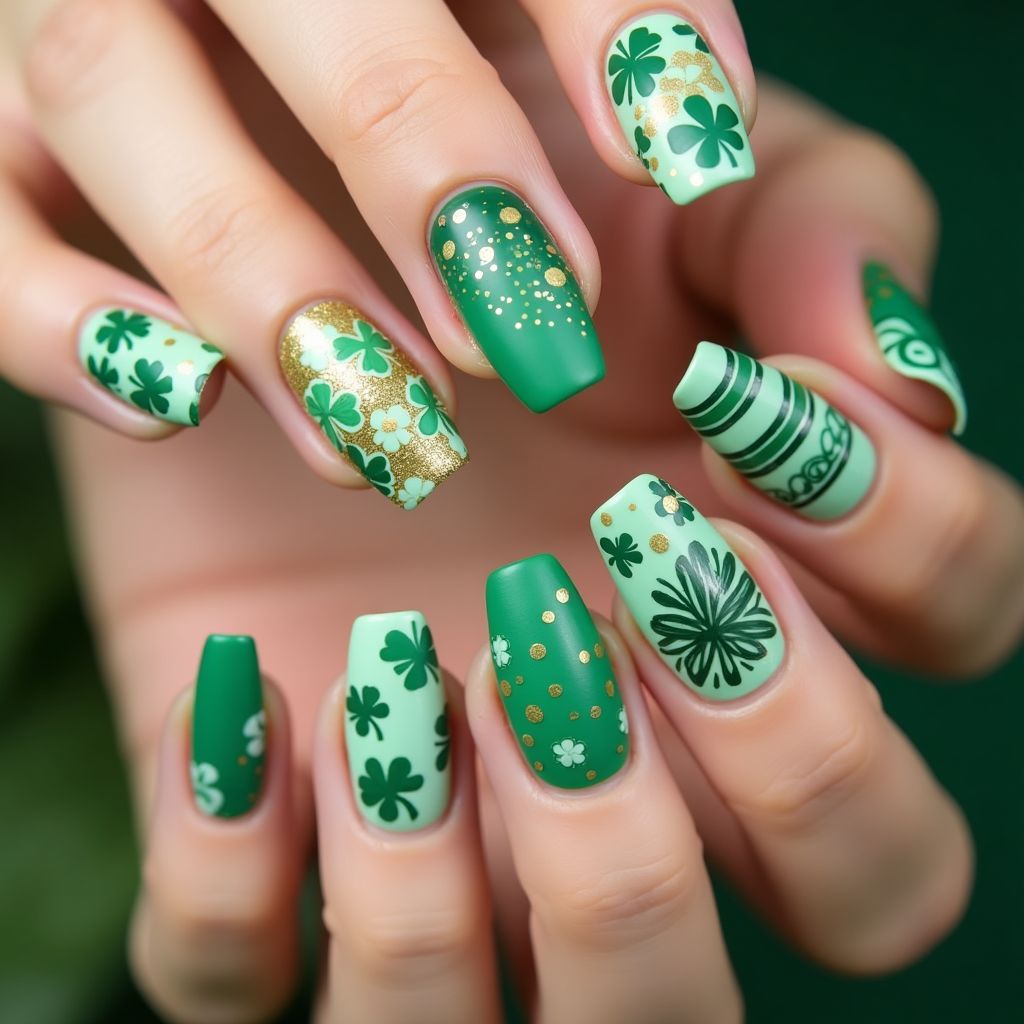 Mint Green St Patrick's Day Nail Design