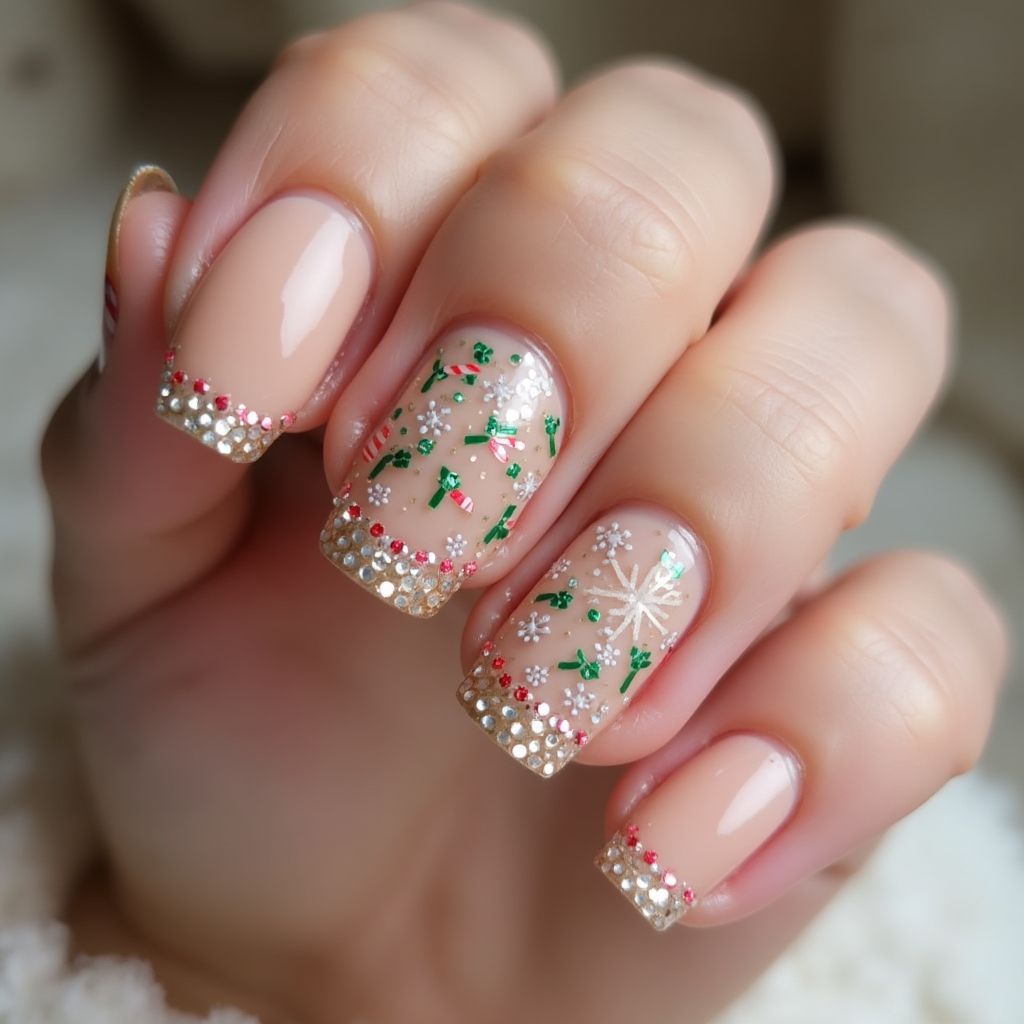 Nude Christmas Nail Design