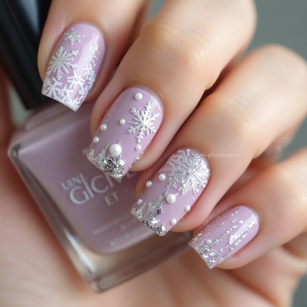 Lilac Christmas Nail Design