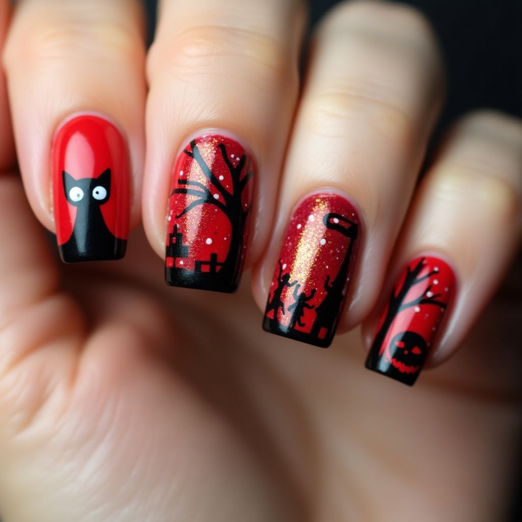 Red Halloween Nail Design