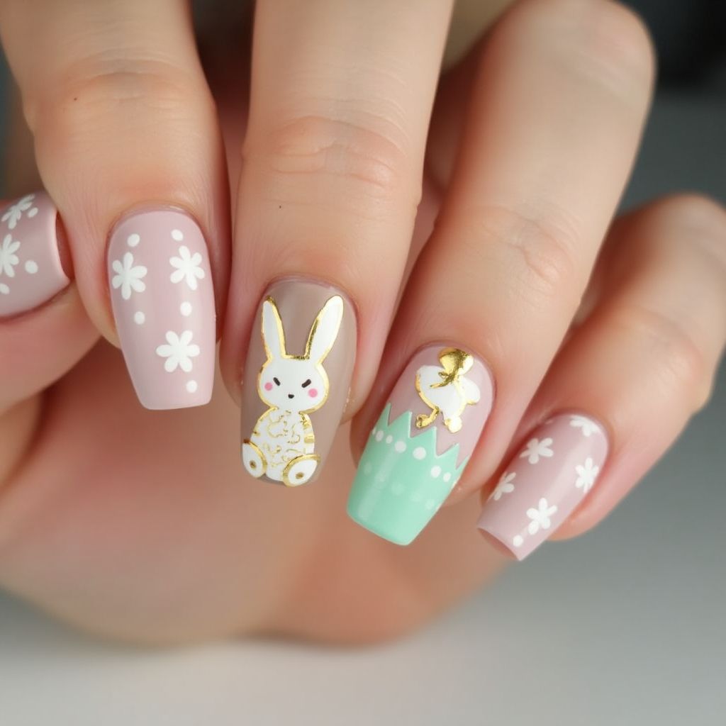 Tan Easter Nail Design