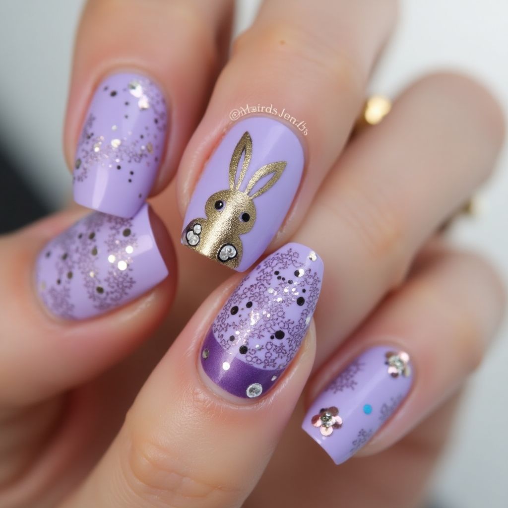 Purple Easter Nail Design