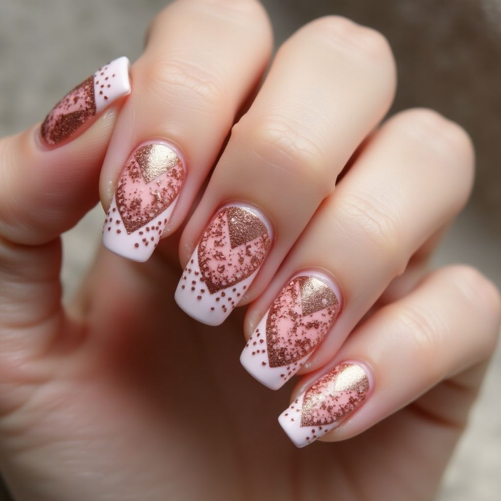 Copper Valentine's Day Nail Design
