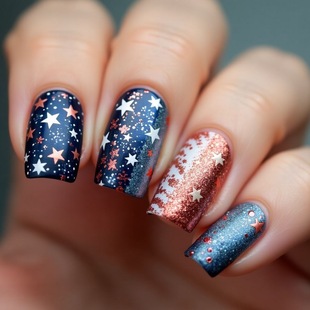 Copper 4th Of July Nail Design