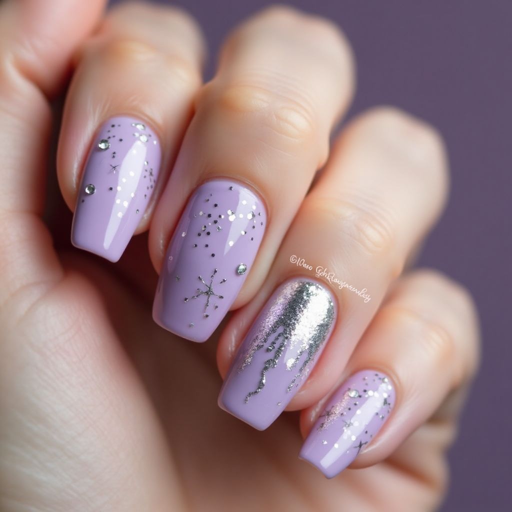 Pastel Purple New Year Nail Design