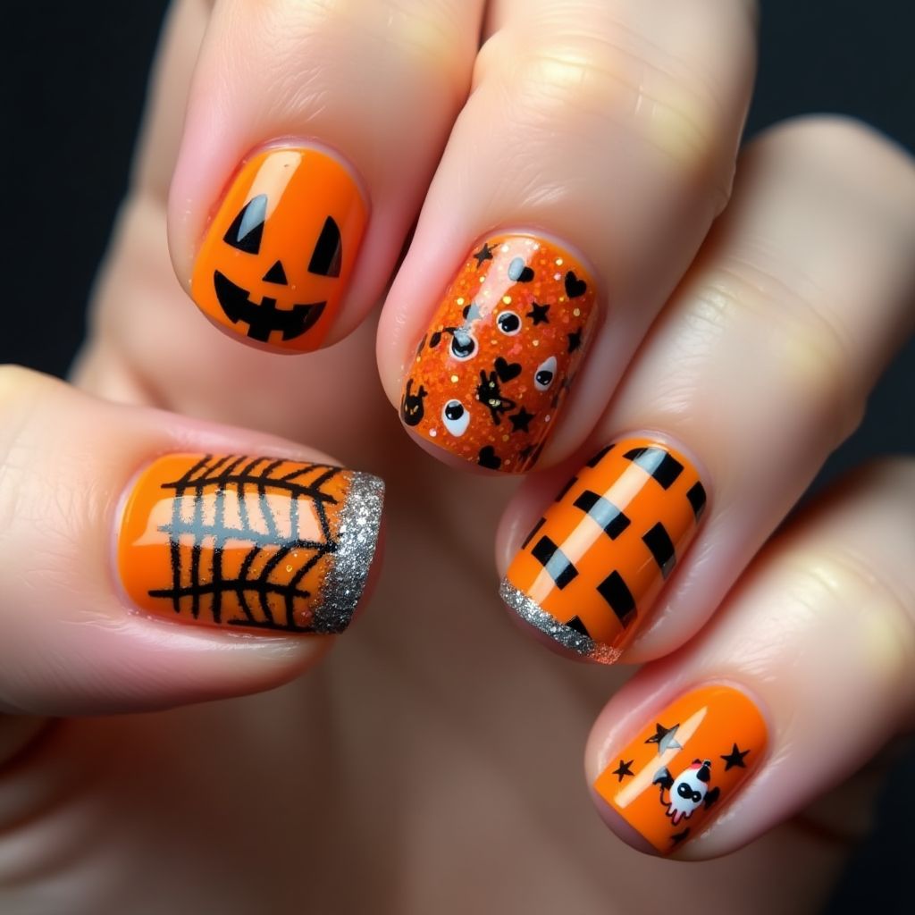 Orange Halloween Nail Design