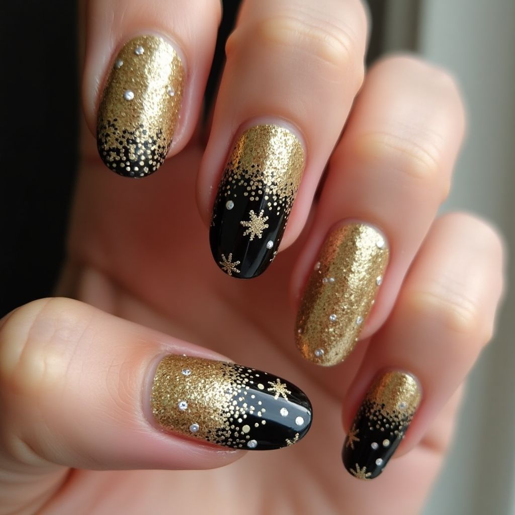 Gold New Year Nail Design