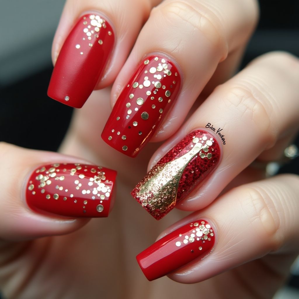 Red New Year Nail Design